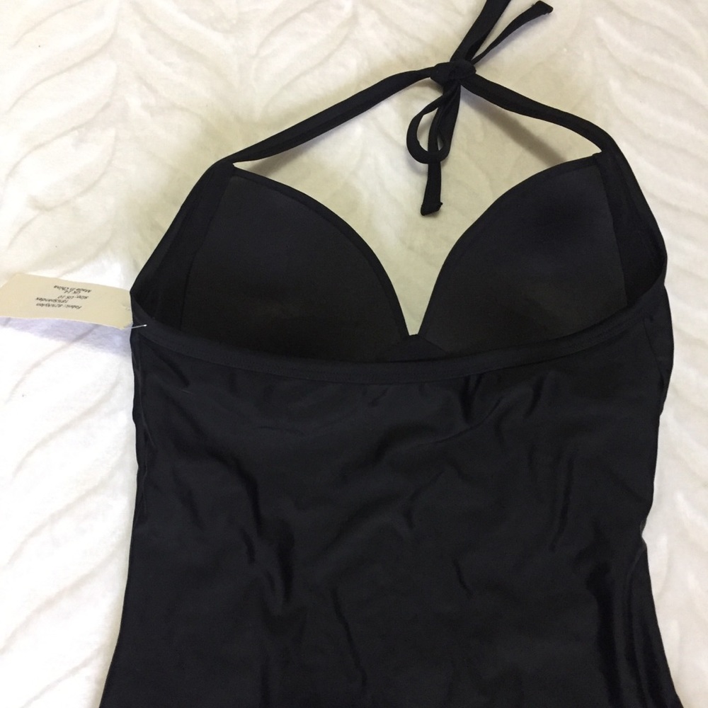 One-Piece Swimsuit Black VTG Style Molded Bra - Picture 4 of 9